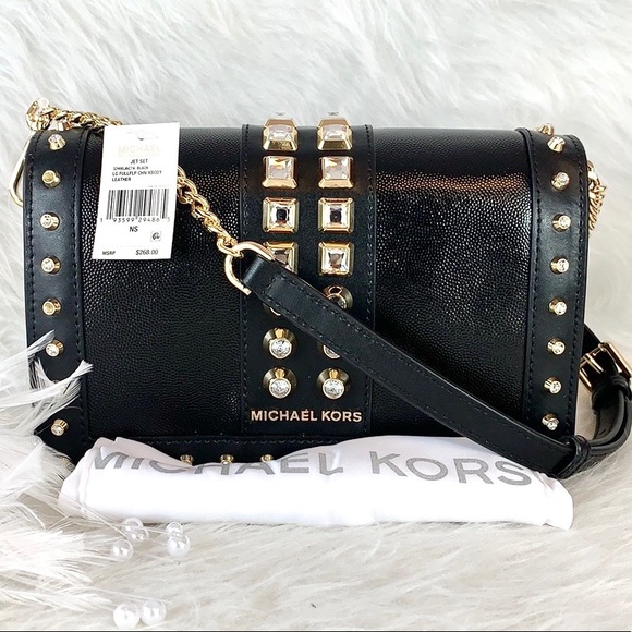 🖤New MICHAEL KORS 🖤LARGE FLAP BLACK CHAIN XBODY - Picture 2 of 10